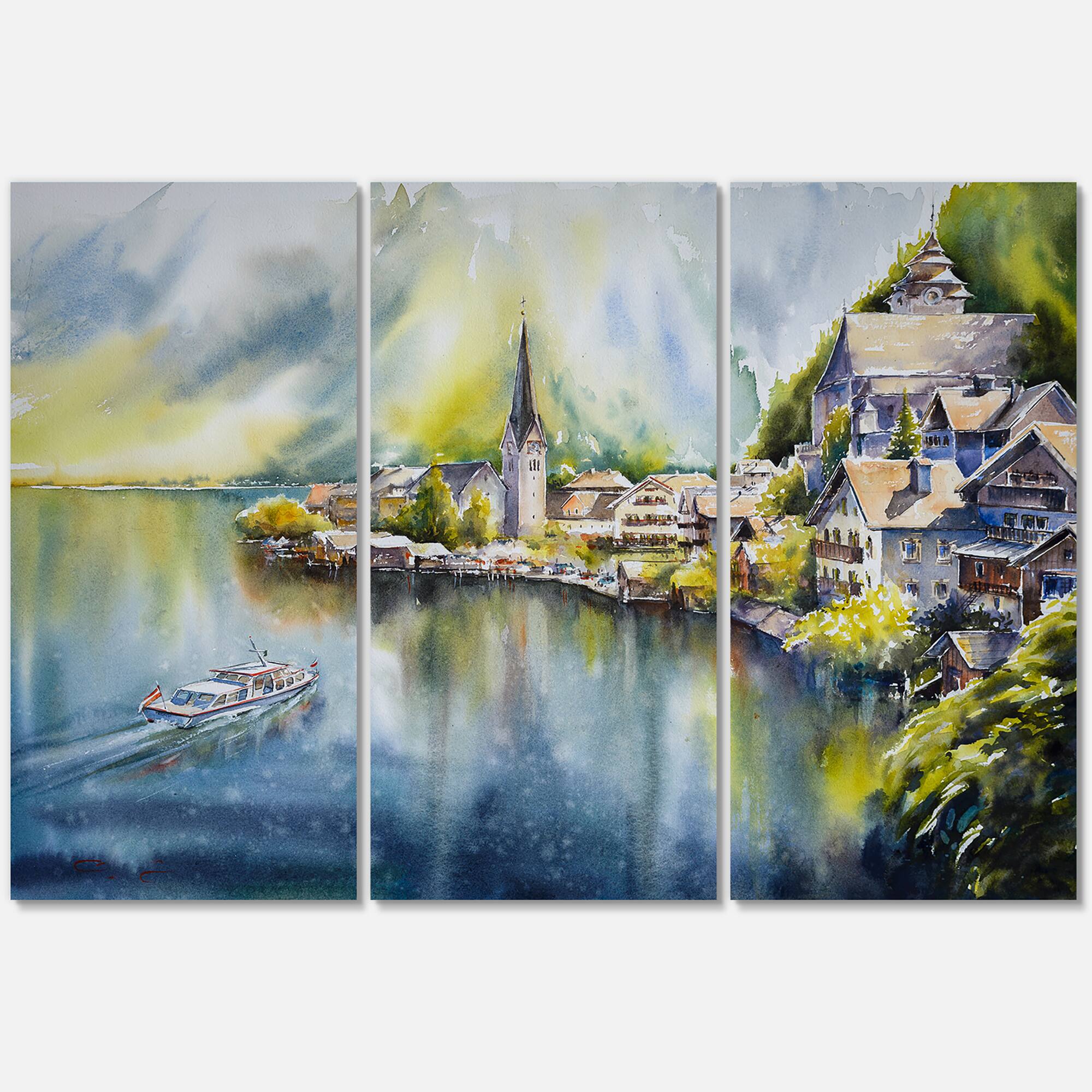 Designart - Mountain Village By The River In Austria